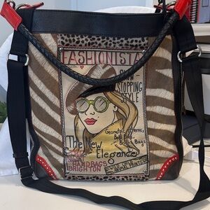 Brighton Fashionista Zebra and Red Shoulder Bag